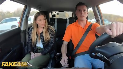 FakeDrivingSchool Backseat nail for Eveline Dellai After Breakdown