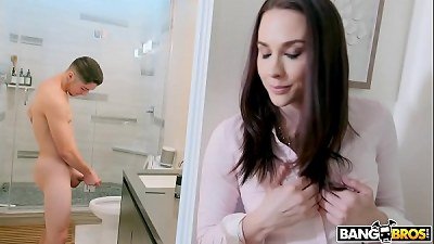 BANGBROS - Stepmom Chanel Preston Catches son draining Off In shower