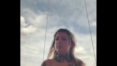 tatted damsel nearly gets kicked out of the gym for wearing a semitransparent top with her nipples hard! She said they were hard because she was very crazy at the moment.