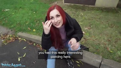 Public Agent redhead british shows Off Her Pierced bra-stuffers Before dungeon plumb creampie