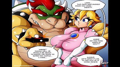 super Mario princess Peach Pt. 1 - The princess is being penetrated in the bootie by Bowser while Mario is struggling to get to her || animation comic Parody porno hard-core